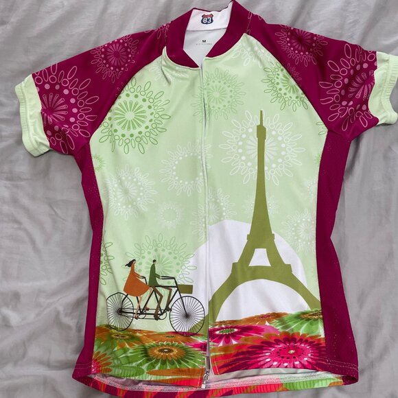 Super Cute Women's Bike Jersey France Eiffel Tower - Picture 1 of 5